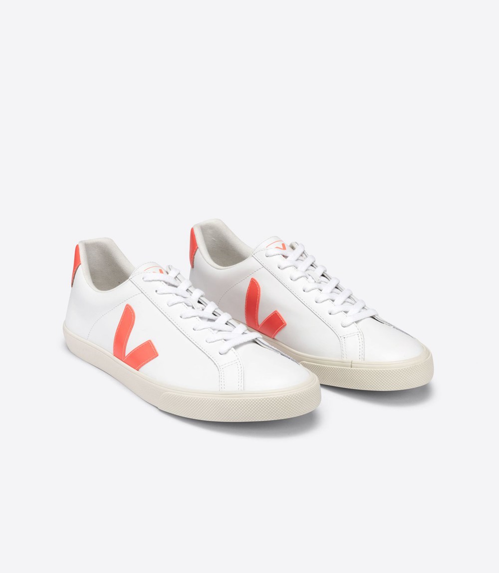 Veja Trainers Mens White/Orange - Esplar Leather - GCZX-70319